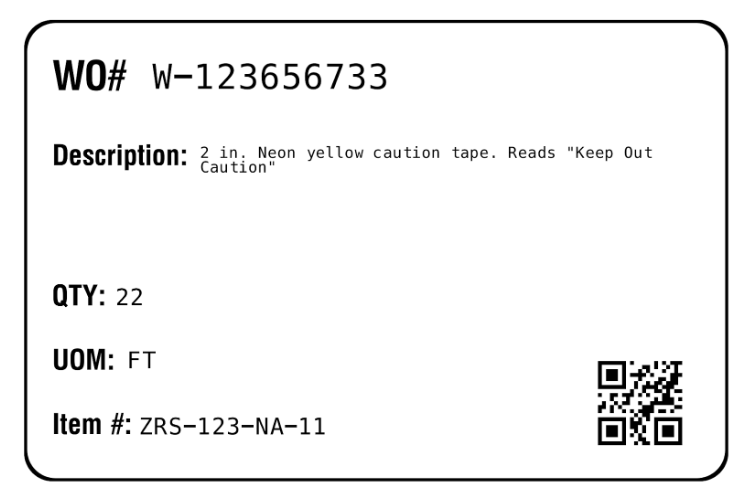 300 dpi 4x6 Work Order Label
